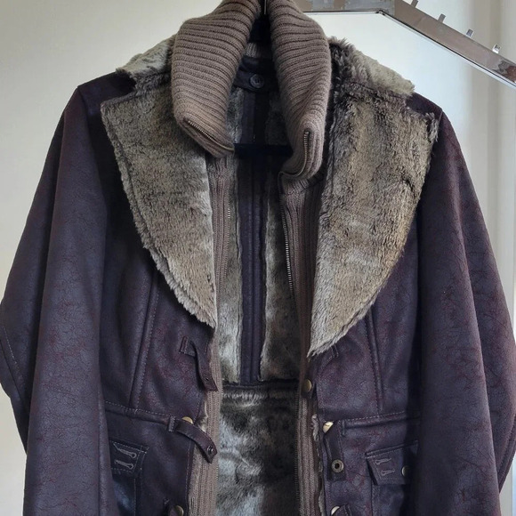 CLEARANCE - Women's Montana Co Faux Suede/Leather Fur Jacket (Size: M) - Picture 1 of 16